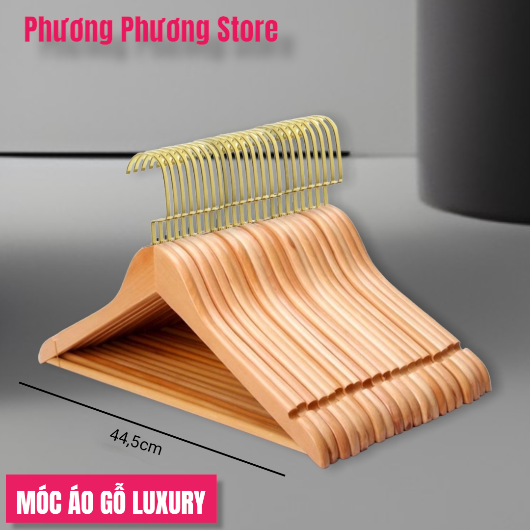 Bộ 20 Móc Áo Gỗ Tam Giác Màu Trắng Luxury