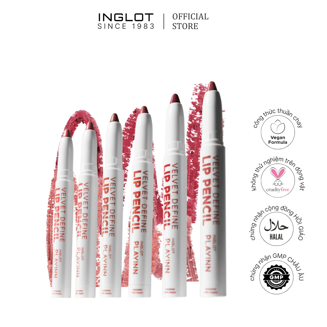 Son bút chì mịn lì lâu trôi Playinn Velvet Define Lip Pencil Inglot (4.5g)