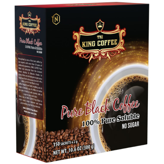 Cà Phê Hòa Tan 100% Đen Thuần Khiết KING COFFEE - Hộp 150 gói x 2g