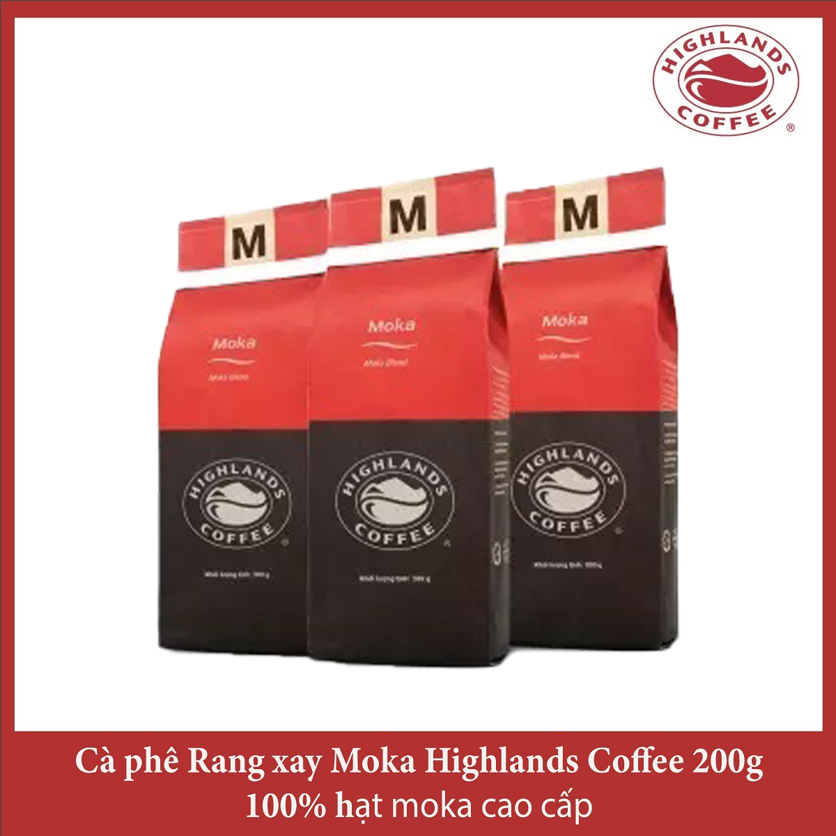 Thùng 12 gói Cà phê Rang xay Moka Highlands Coffee 200g