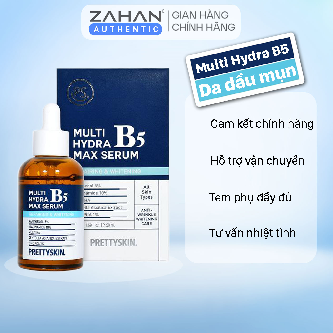 Combo Tinh chất da dầu mụn MULTI HYDRA B5 MAX SERUM và Kem dưỡng HYDRA B5 DERMA REPAIR CREAM (2 sản phẩm)