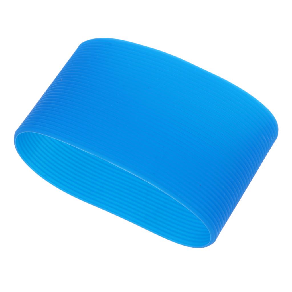 2xOutdoor Silicone Round Non-slip Water Bottle Mug Cup Sleeve Cover Dark blue