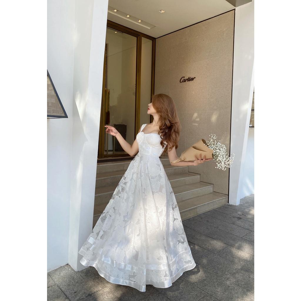 STORY Đầm Ariel dự tiệc hai dây cup ngực hoa văn tùng xoè quyến rũ thanh lịch Story.clothes