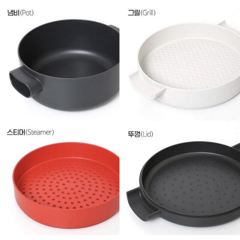 Nồi Đa Năng 4 Tầng MULTI ROICHEN, Dùng An Toàn Trong Lò Vi Sóng, Nhập Hàn