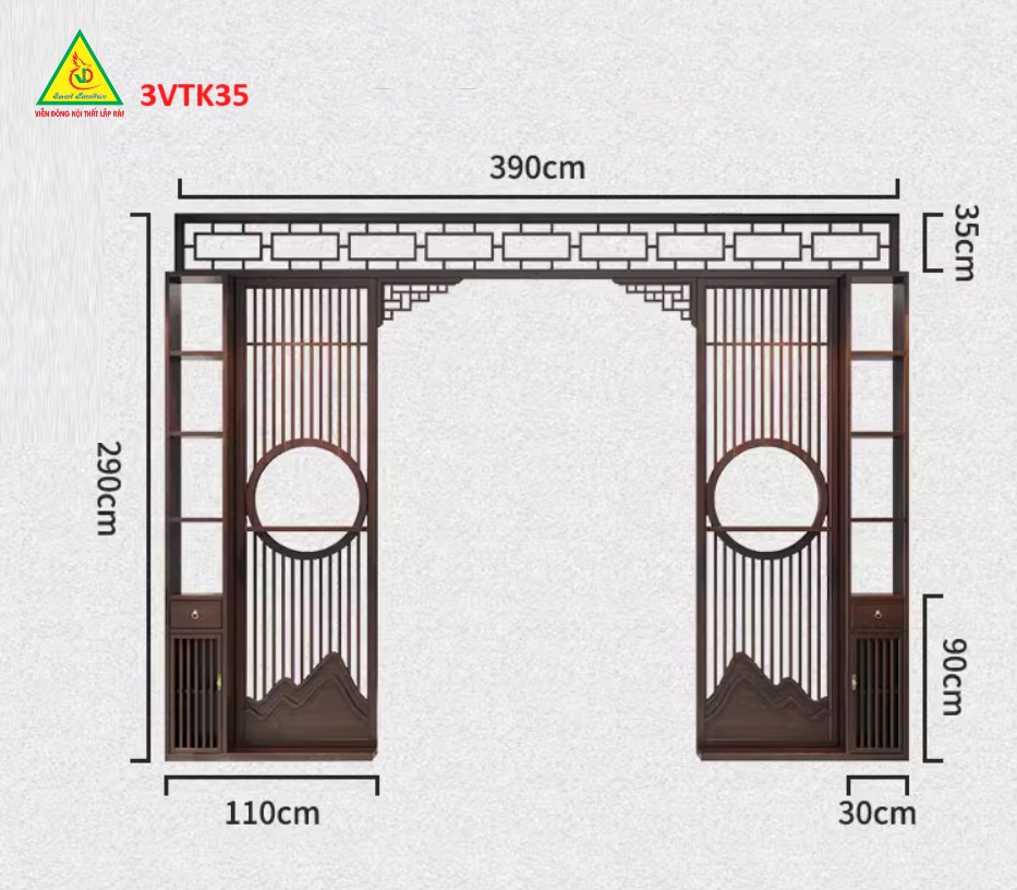Vách ngăn phòng khách , vách ngăn phòng khách hiện đại 3VTK35 - Nội thất lắp ráp