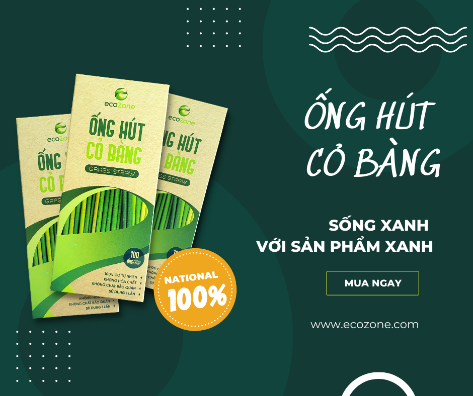 [Bảo hành ẩm mốc 12 tháng] Combo 3 hộp 100 ống hút cỏ bàng khô Ecozone 20cm tiêu chuẩn xuất khẩu - Grass straw Việt Nam