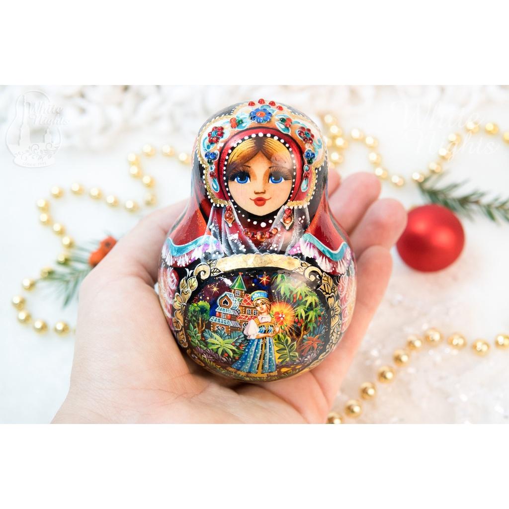 BÚP BÊ LẬT ĐẬT NGA CAO CẤP SIZE 10CM VẼ HOA VĂN "CỔ TÍCH CÔNG CHÚA NGA" CỰC ĐẸP VÀ SANG TRỌNG