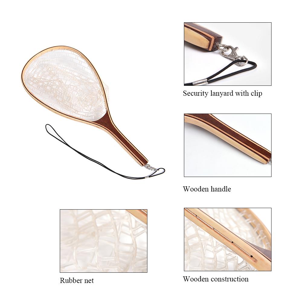 Vợt đánh cá khung và tay cầm bằng gỗ