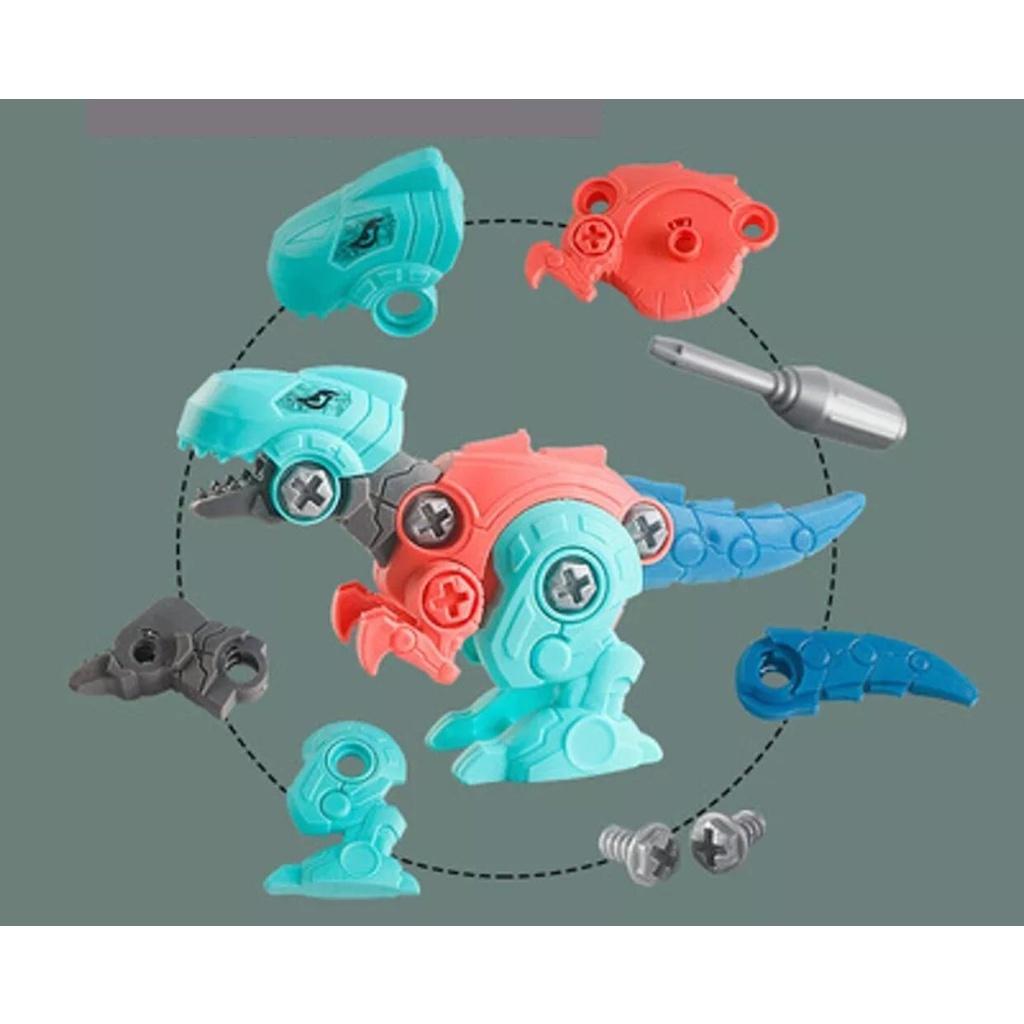 Set 4 con khủng long lắp ráp kèm tua vít, đồ chơi phát triển tư duy sáng tạo cho bé