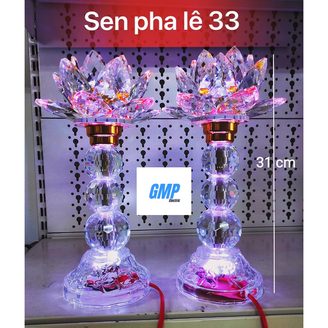 Đèn thờ sen pha lê 33