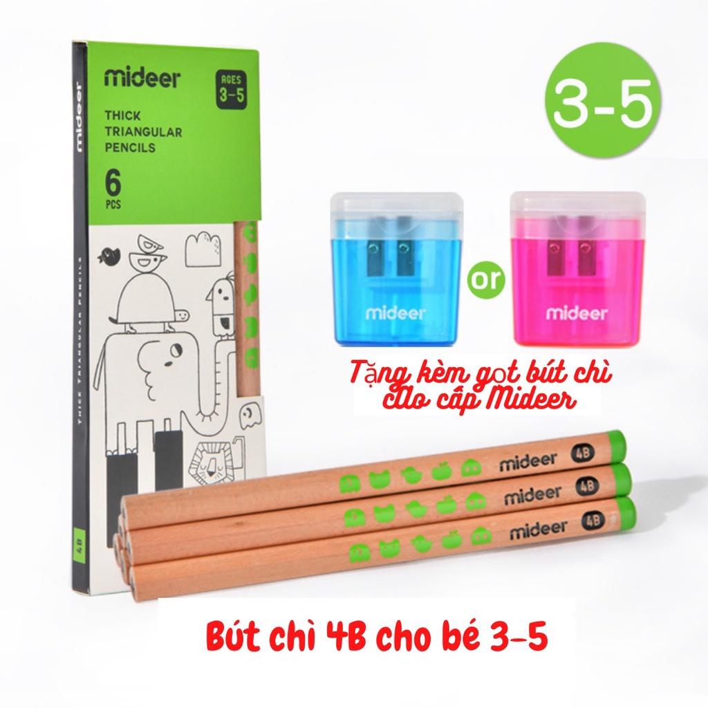 *TẶNG KÈM GỌT BÚT* Hộp Bút Chì Cao Cấp Thick Triangular Pencils Mideer, Đồ Chơi Giáo Dục Cho Bé