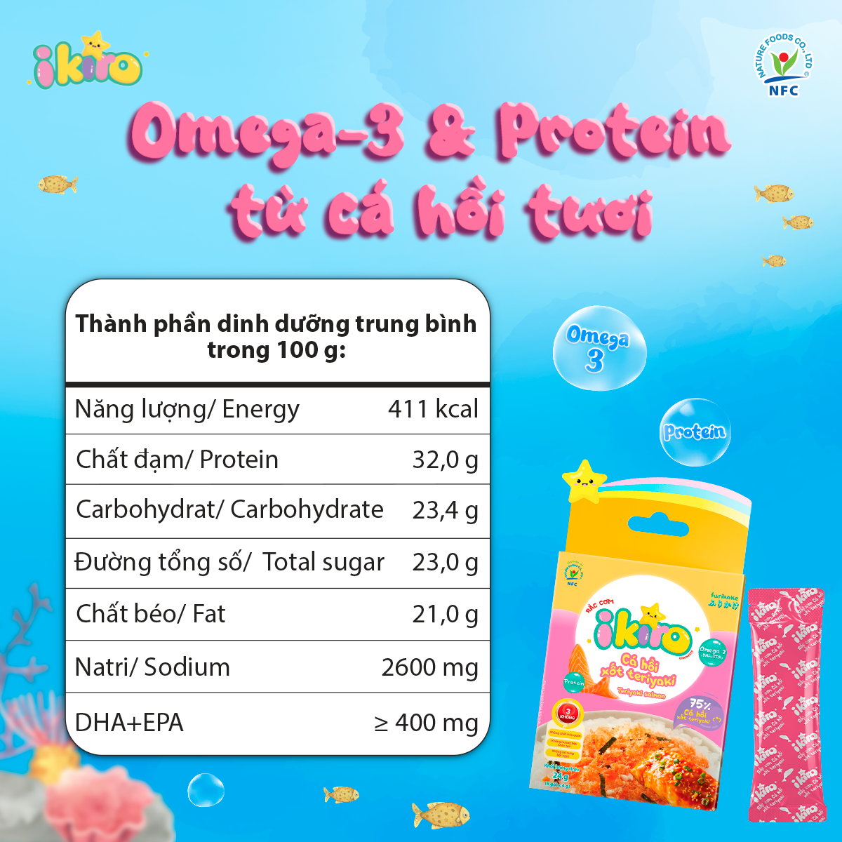 Rắc cơm Cá hồi xốt teriyaki iKiro 24g (6 gói)