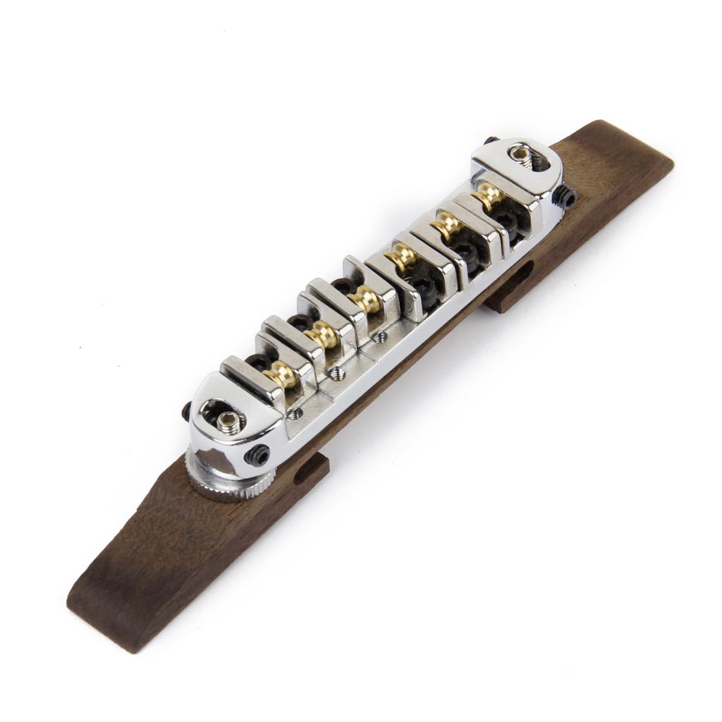 Chrome Plated Bridge Roller Saddles w Rosewood Base for Archtop Jazz Guitar