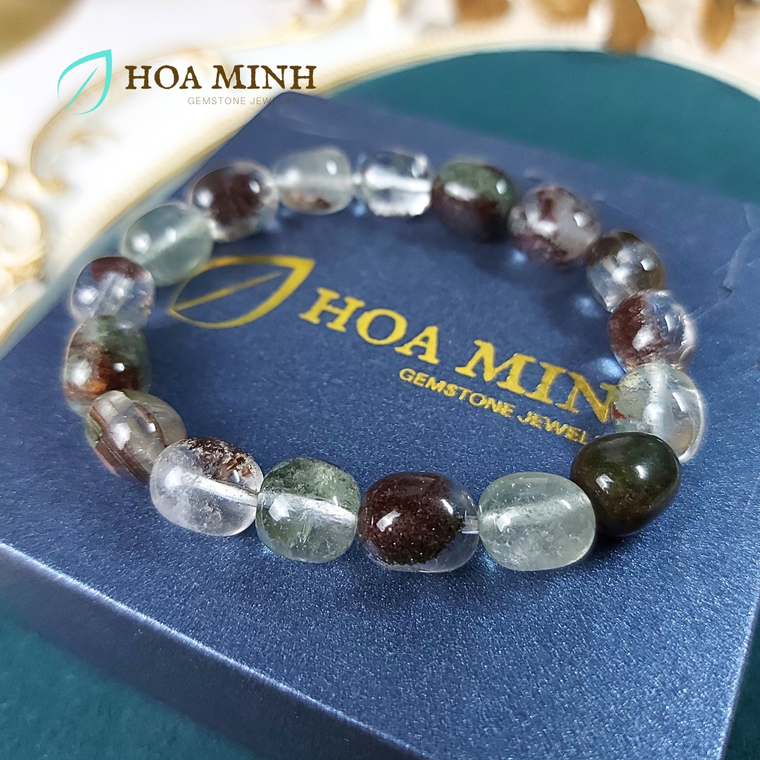 Vòng tay đá Thạch Anh Ưu Linh tự nhiên hạt lu bo tròn size 9x10 li phong cách cá tính, thời trang không kén mệnh