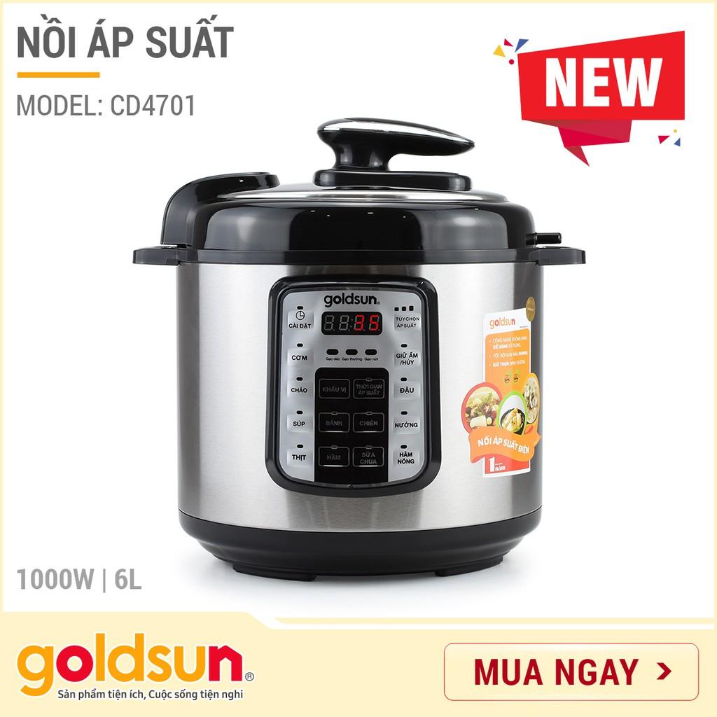 Nồi áp suất điện đa năng Goldsun CD4701 - 6L - Công suất 1000W - Hàng Chính Hãng