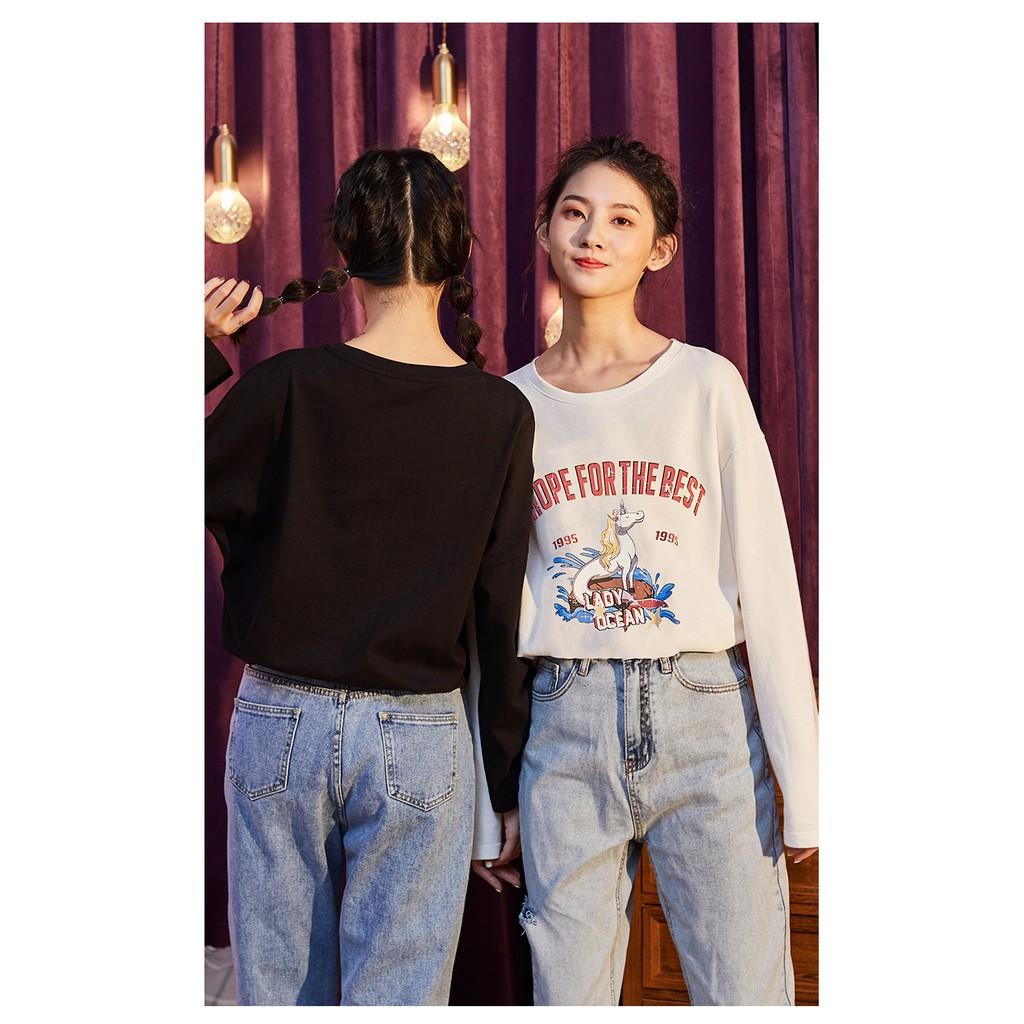 Áo thun tay dài form rộng HOPE FOR THE BEST ulzzang thu đông UNISEX