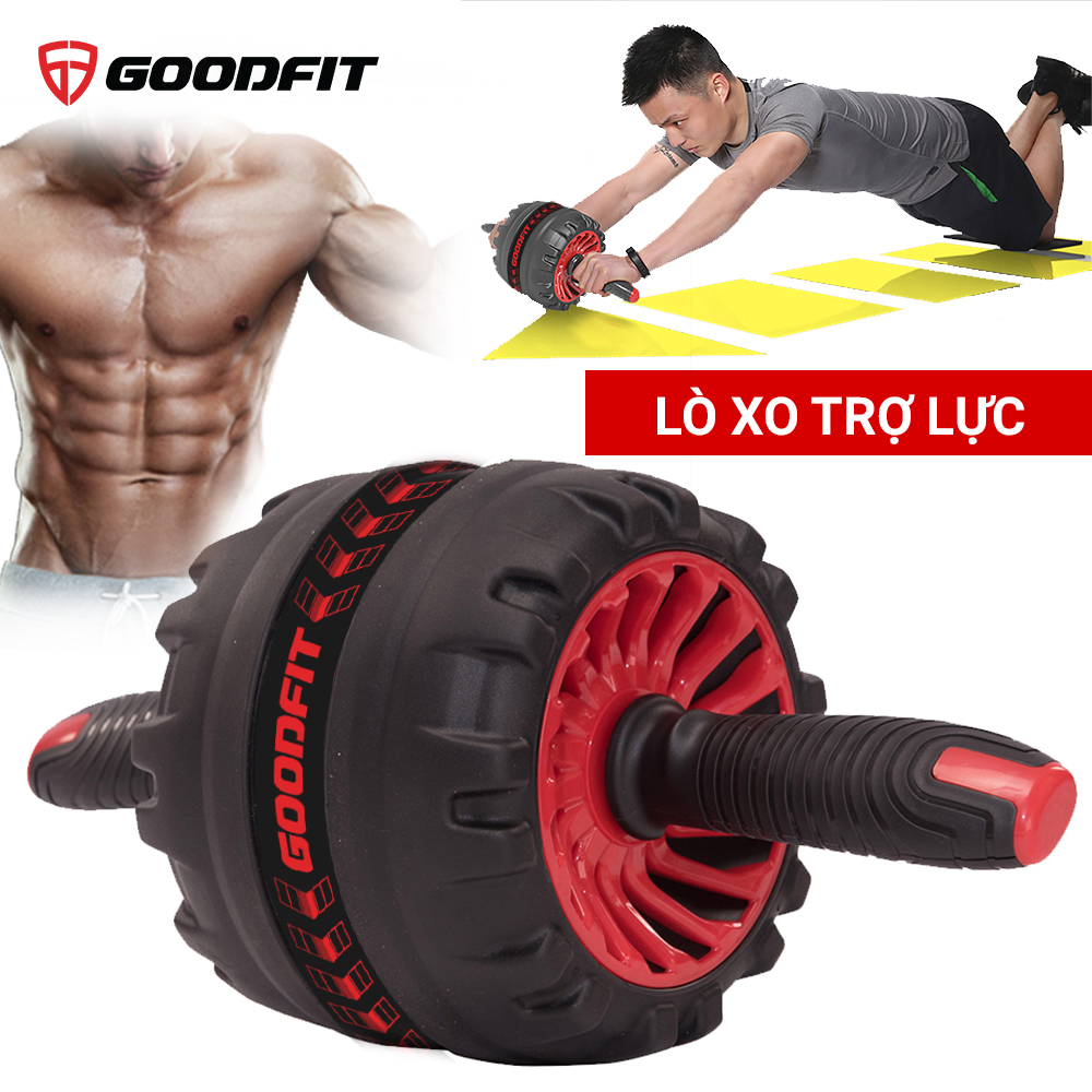 Con lăn tập bụng, con lăn tập cơ bụng trợ lực lò xo GoodFit chịu tải 200kg, hỗ trợ tập gym, tập thể dục tại nhà Goodfit GF600AB