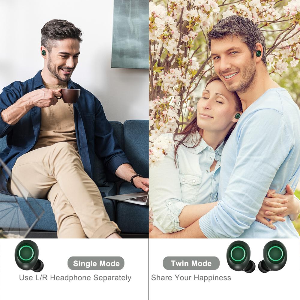 Tai nghe TWS không dây Bluetooth 5.0 Mini In-ear Thể thao chống thấm nước âm thanh nổi có vỏ sạc - Màu trắng