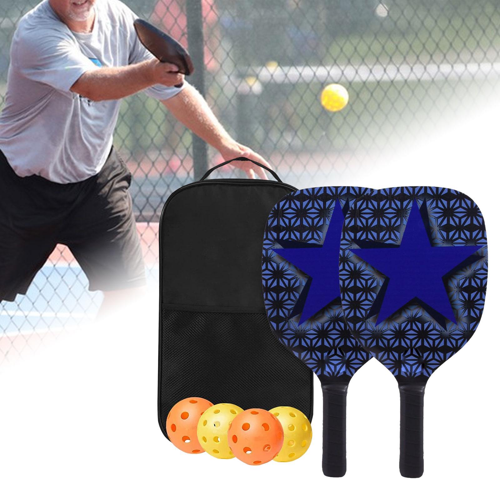Pickleball Paddle Set Rackets Includes 2 Rackets 4 Balls Wood Outdoor Indoor