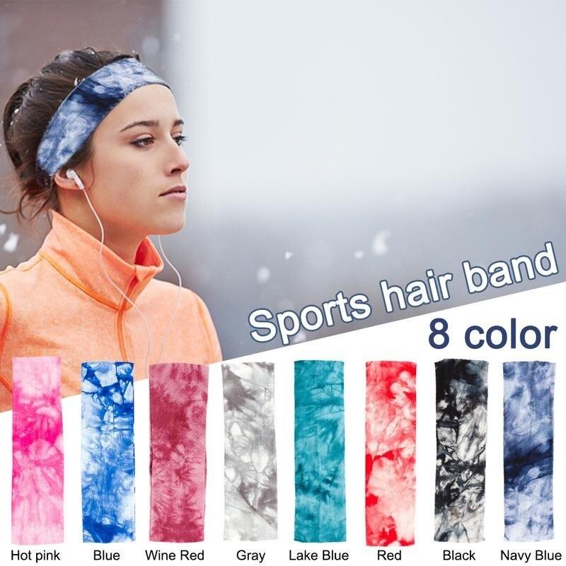 Sport Yoga Hair Bands Women Men Tie-dye Color Sports Sweat-absorbent Elastic Summer Cotton Soft Turban Headband Hairbands