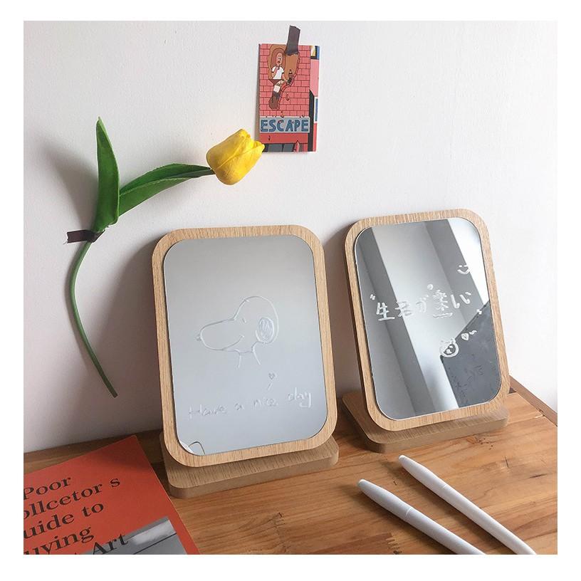 Gương Gỗ Decor Để Bàn Phong Cách Hàn Quốc Dễ Thương
