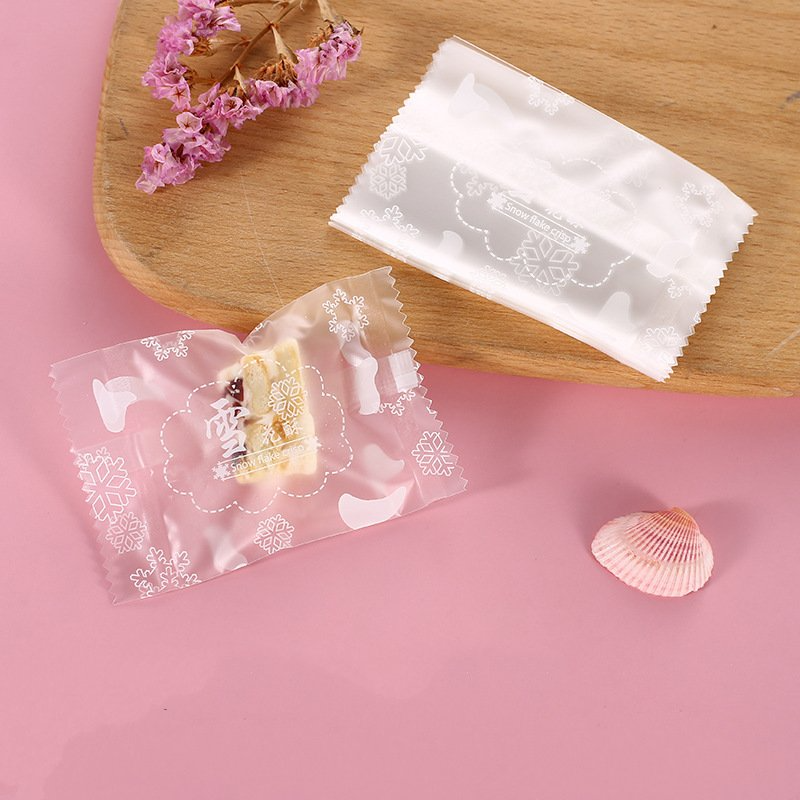 Túi gói kẹo Nougat, Túi đựng bánh cookie, vỏ túi đóng kẹo hạnh phúc size 5.5x8.5 cm (trong bông tuyết)