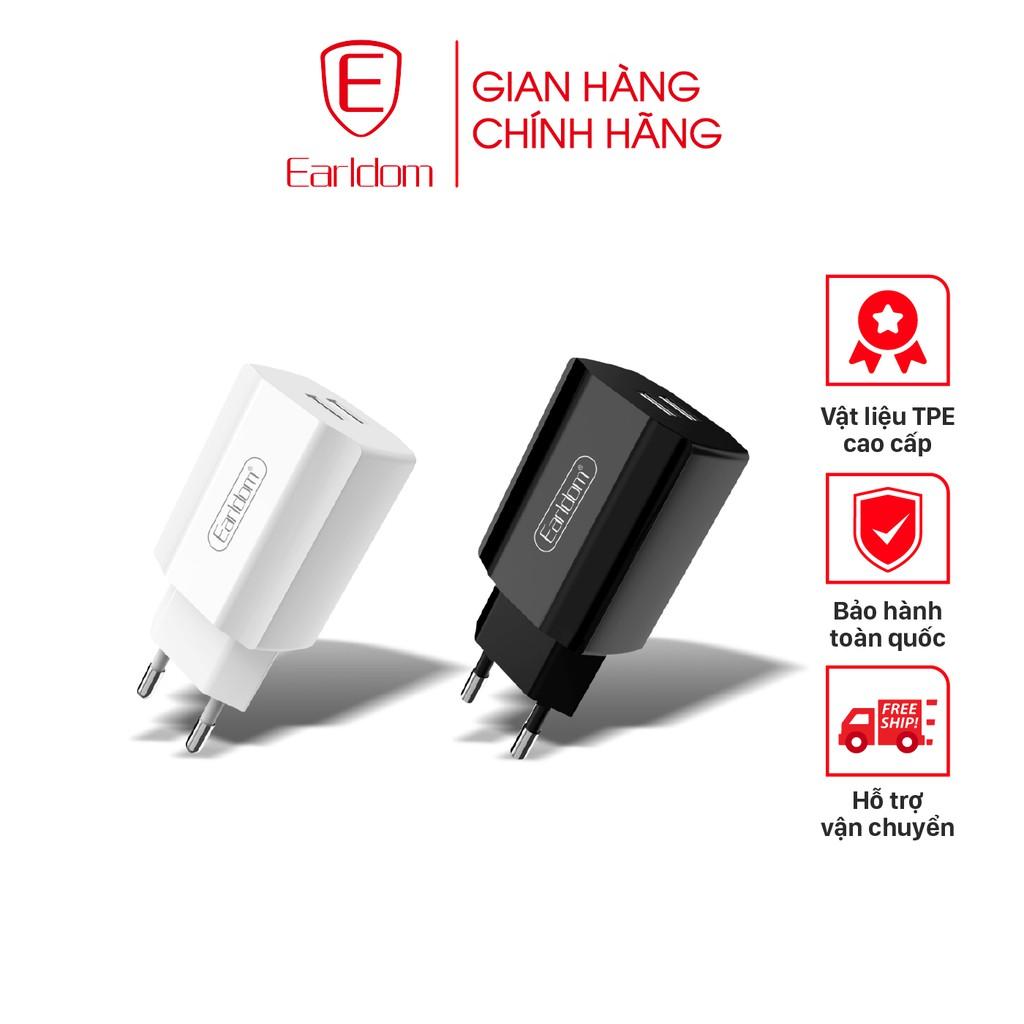 Củ sạc 2 cổng USB, hỗ trợ sạc nhanh Earldom ES-202 - Hàng chính hãng