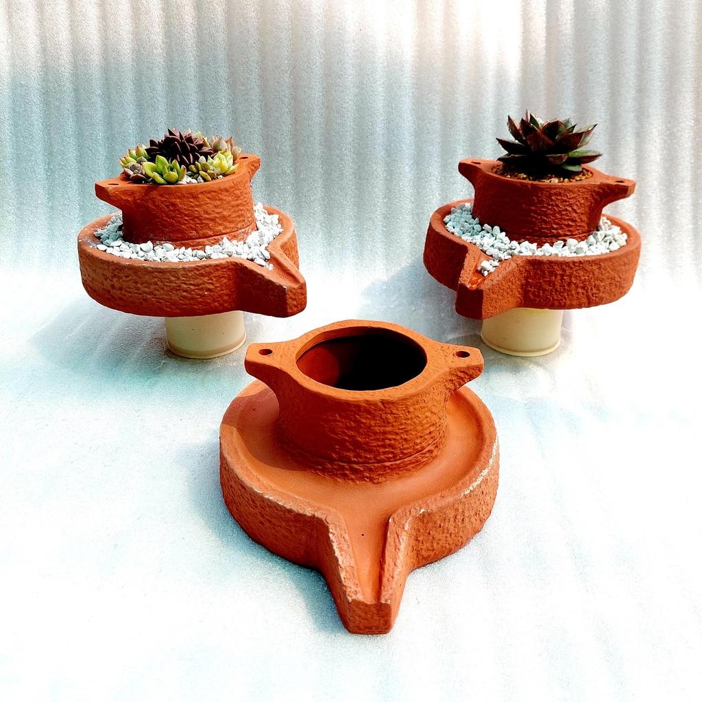 Chậu đất nung - Cối xoay, miệng chậu 10cm, chiều cao 10cm