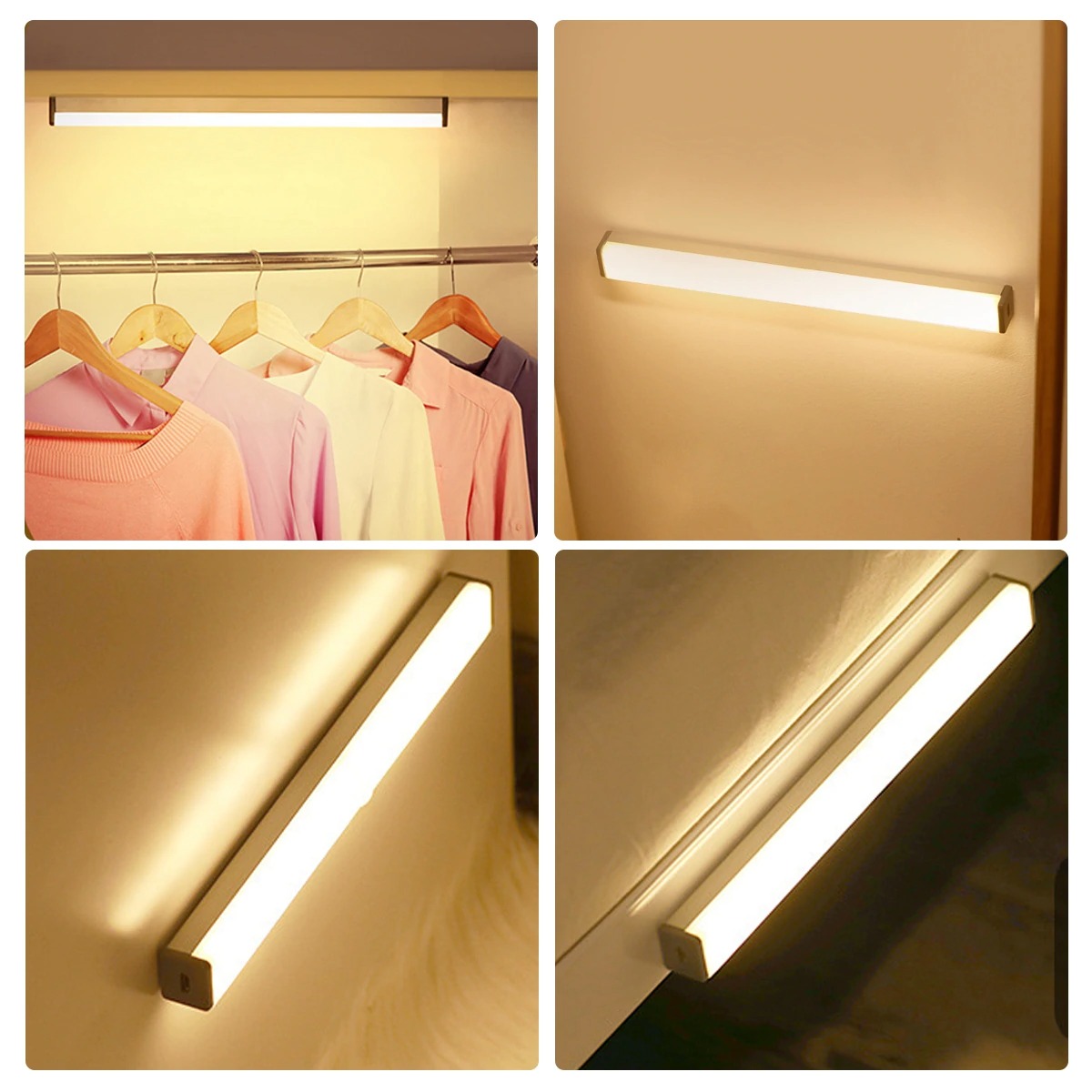 Đèn ngủ cảm ứng gắn giường, cầu thang, toilet, tủ đồ, tự động bật/tắt ánh sáng ban đêm, sạc bằng USB