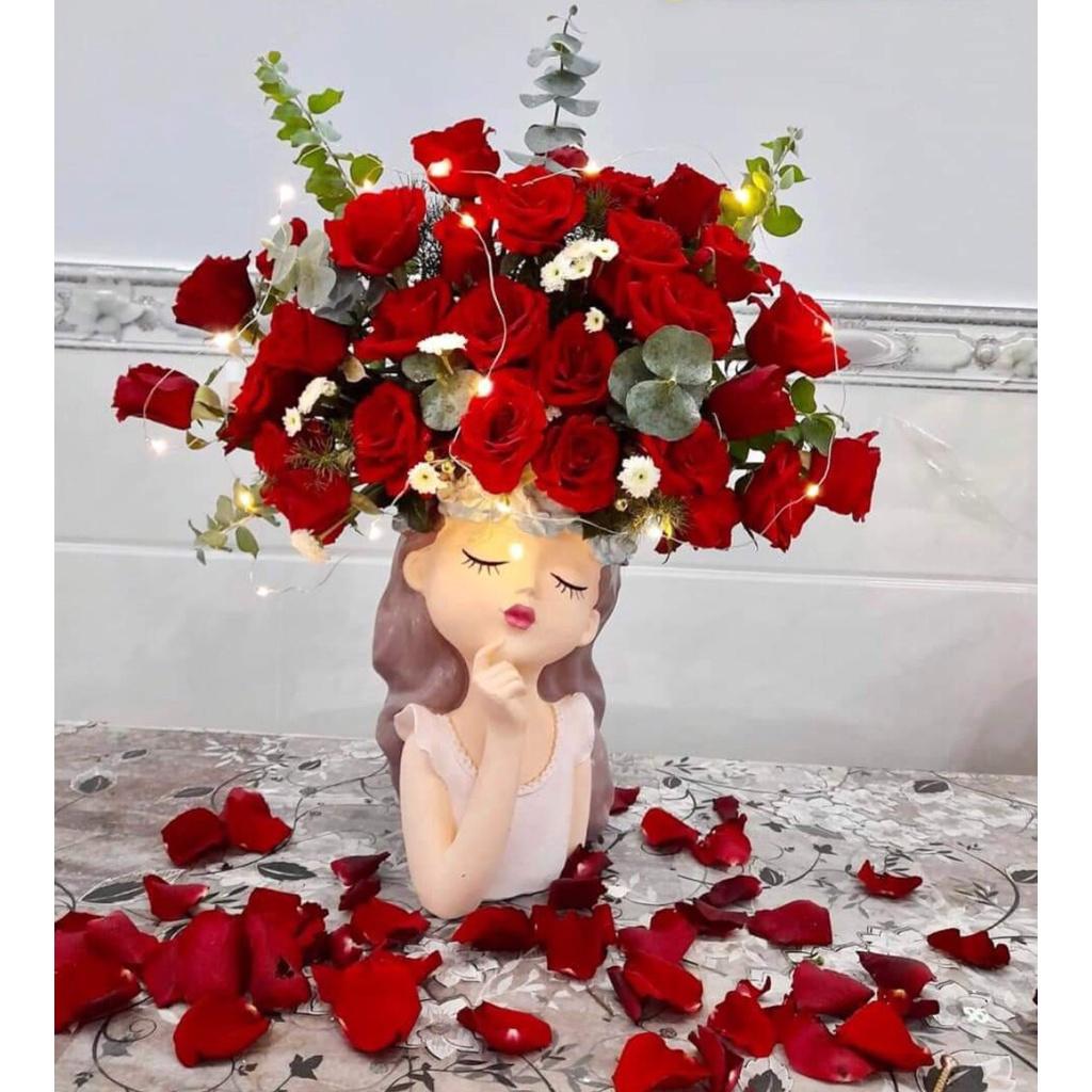 Lọ hoa decor mẫu bình hoa cô gái trang trí
