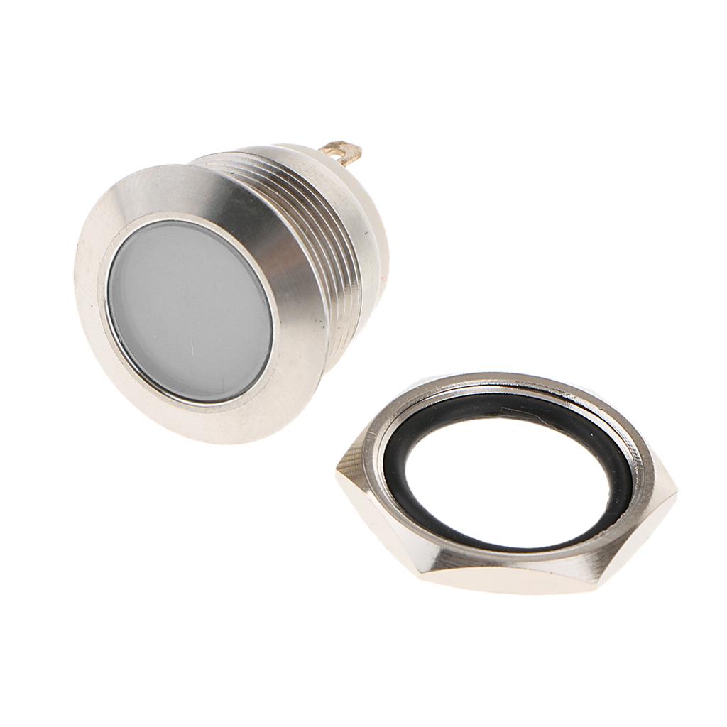 3xCar Motorcycle DC12V 19mm Dash Panel Indicator Light with Wrie Leads  White