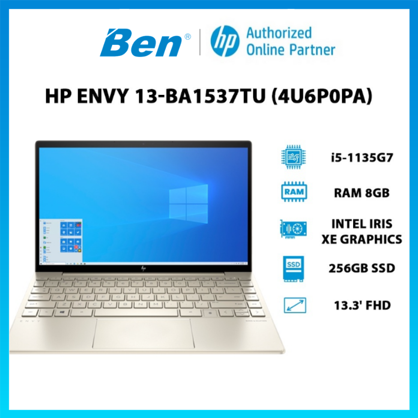 Laptop HP Envy 13 ba1537TU i5 1135G7/8GB/256GB/13.3"F/Win11/(4U6P0PA)/Vàng - Hàng chính hãng