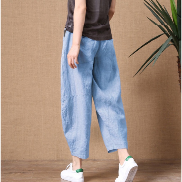 Quần ống rộng, chất liệu Linen, quần kiểu nữ form rộng rãi, thoải mái NeSa Shop QKH.39