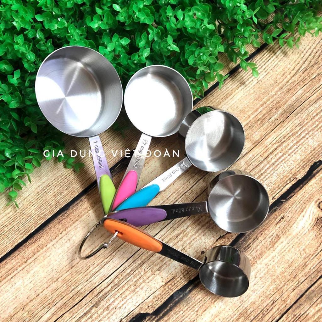 Muỗng đong định lượng INOX cán SILICON. Dụng cụ pha chế, nấu ăn. ĐL đường muối café bột sữa.