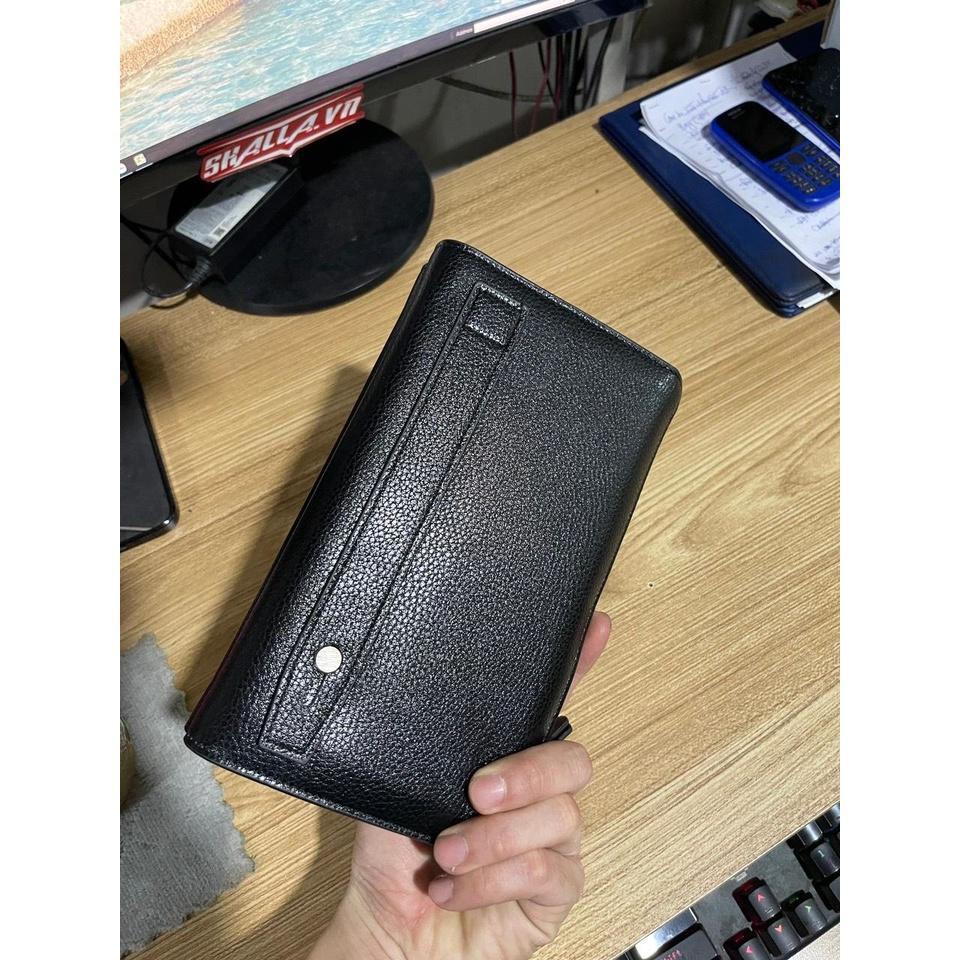 VÍ clutch Nam nữ Bllerry dây kéo đôi có dây móc tay