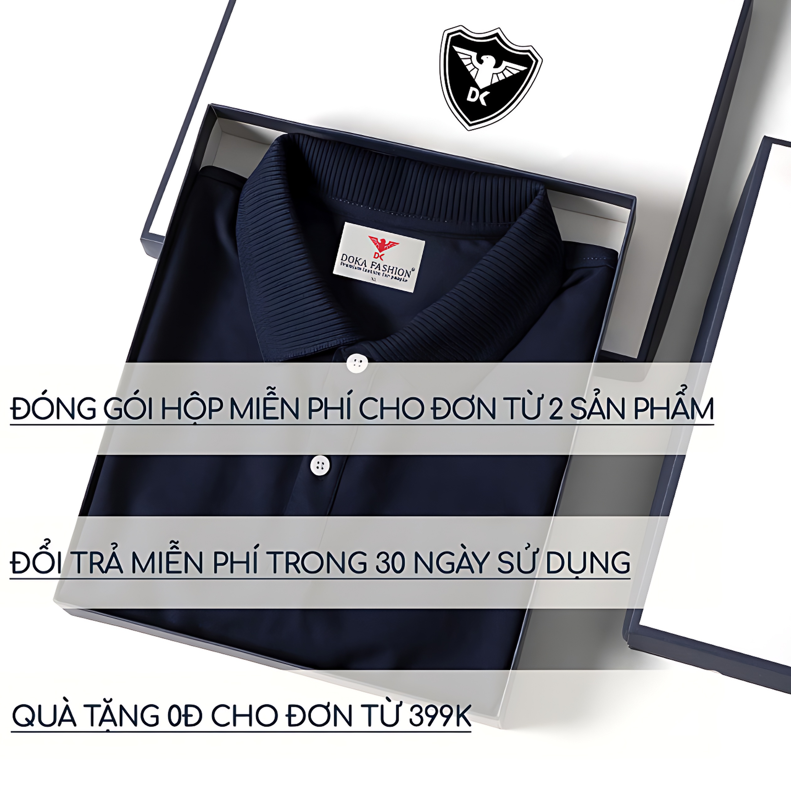Áo Thun Nam Cổ Bẻ Cao Cấp DOKA, Chất liệu thun cá sấu 4 chiều ngoại nhập