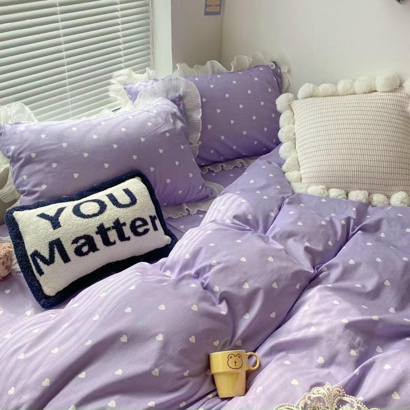 Set Cotton bèo 100%cotton Hàng Nhập Khẩu Cao Cấp 4 Món Tim Vàng Có Thể Sử Dụng Cả 2 Mặt Để Đổi Mới Không Gian Phòng