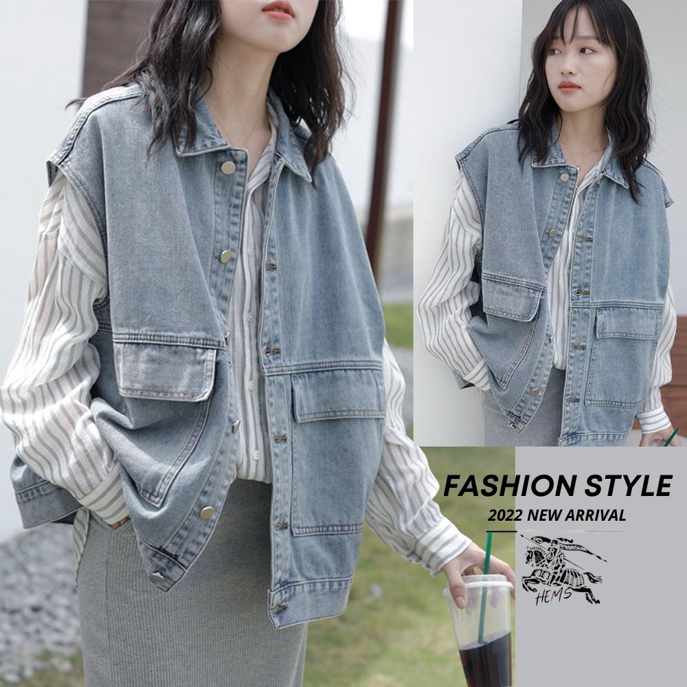 Áo Gile bò nam nữ phong cách năng động, khoác jeans dáng rộng Ulzzang Unisex