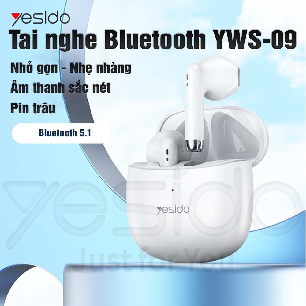 Tai nghe Bluetooth Yesido TWS-09 Nhỏ gọn Nhẹ nhàng Thoải mãi khi đeo Bluetooth 5.1 Không độ trễ Hàng nhập khẩu
