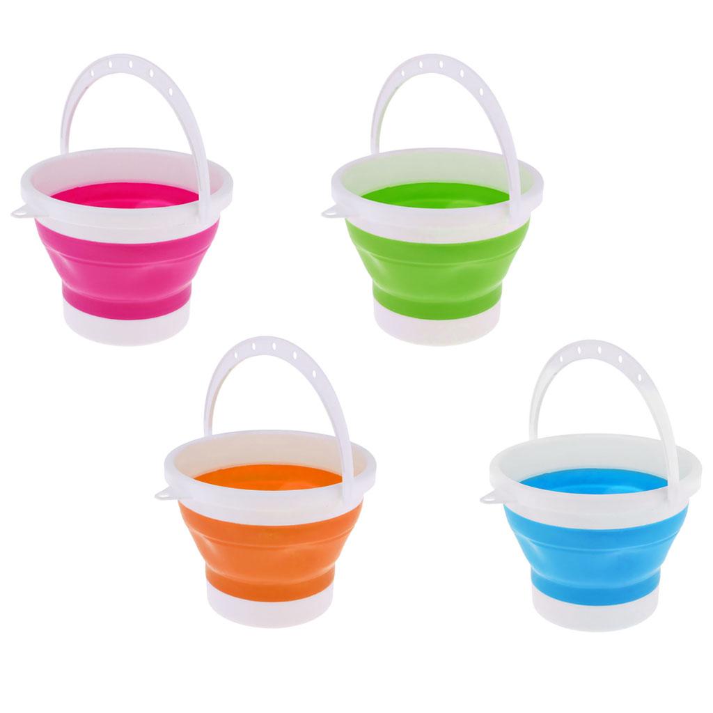 Folding Collapsible Silicone Water Bucket Outdoor Basin S Orange