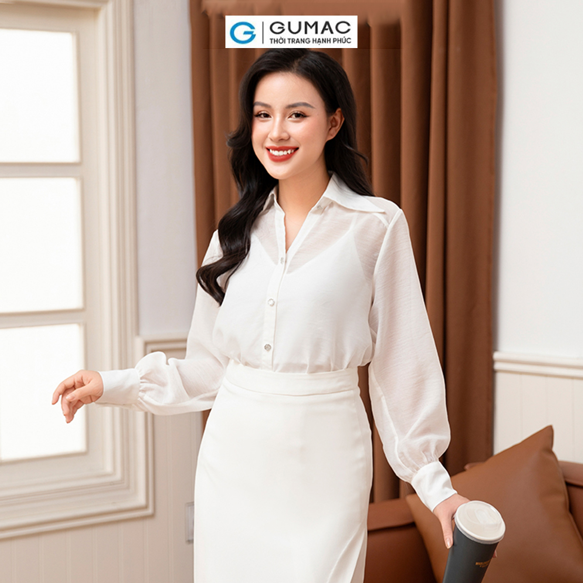 Áo sơ mi cách điệu thời trang GUMAC AD10029