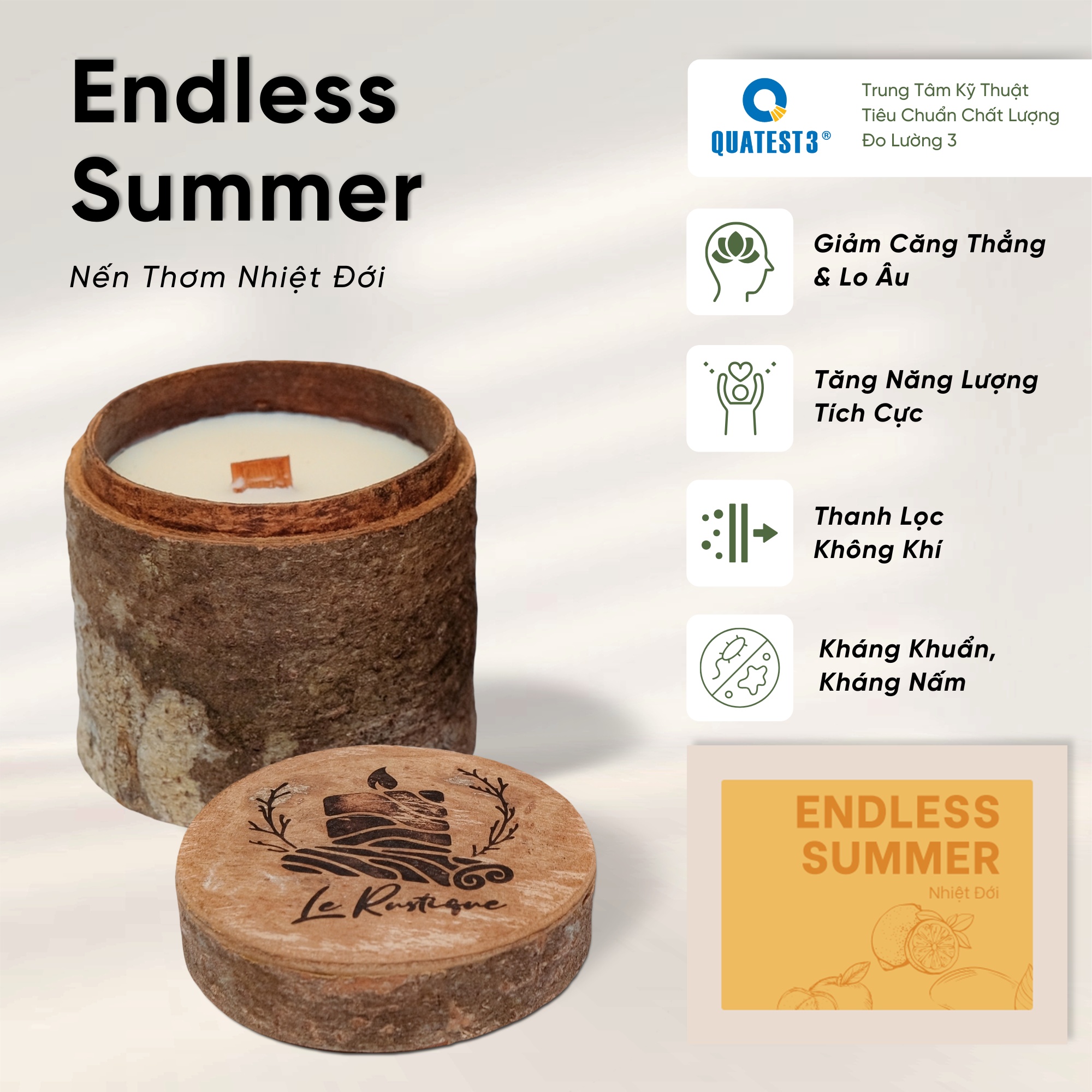 Nến Thơm Trị Liệu Le Rustique Nhiệt Đới (Endless Summer) - Nến Thơm Cao Cấp - An Toàn Sức Khỏe