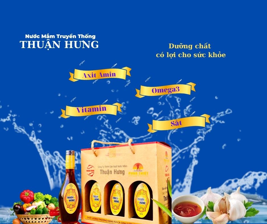 NƯỚC MẮM PHAN THIẾT CHAI THỦY TINH - THUẬN HƯNG 60 ĐẠM 1 HỘP 6 CHAI/180ML