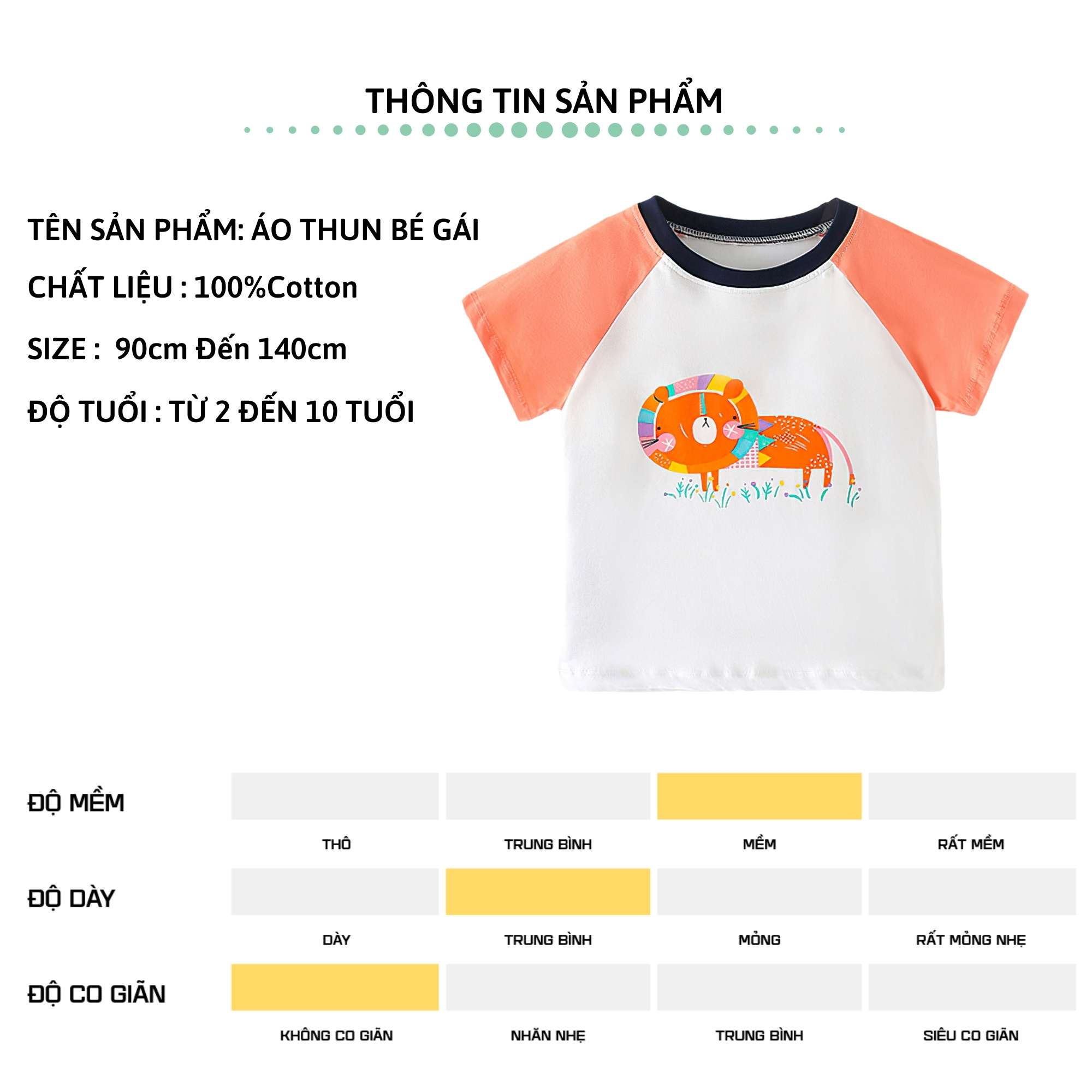 Áo thun bé gái ngắn tay 27Kids Forest Kingdom áo cộc nữ 100% Cotton cho trẻ từ 2-10 tuổi GSTS8