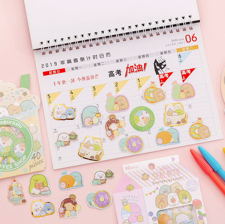 Bịch 40 Miếng Nhãn Dán Sticker Trang Trí Kawaii Nhật Bản