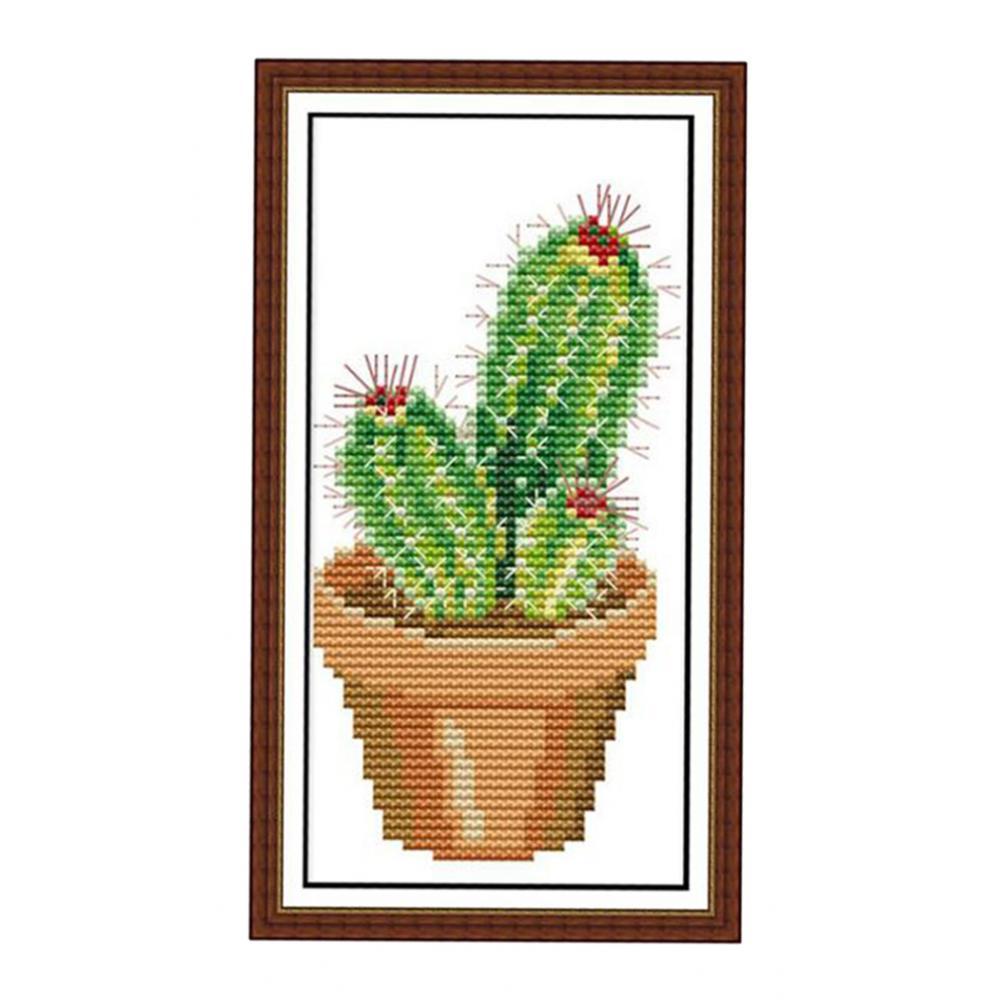 Cactus Pre-printed Stamped Cross Stitch Kit Needlework DIY Home Wall Arts
