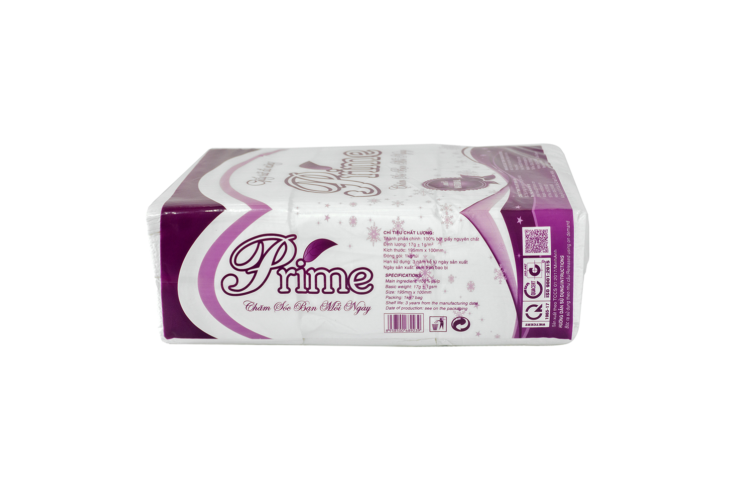 GIẤY ĂN GIẤY RÚT PRIME 2 LỚP KHỔ cm - COMBO 2 TÚI MÀNG TÍM