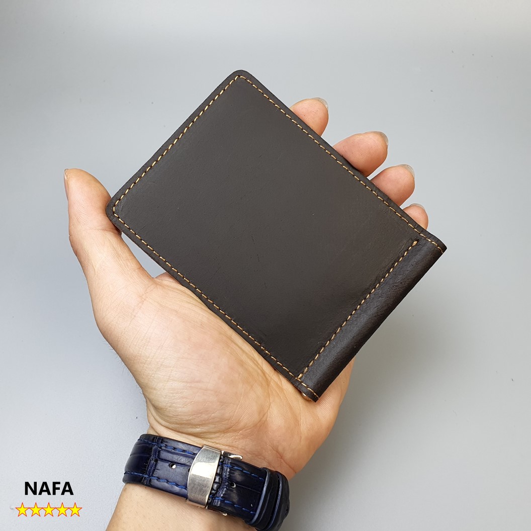 Ví da nam, ví kẹp tiền da bò sáp  NAFA WS222 thông minh, nhỏ gọn tiện lợi – Nâu sáp