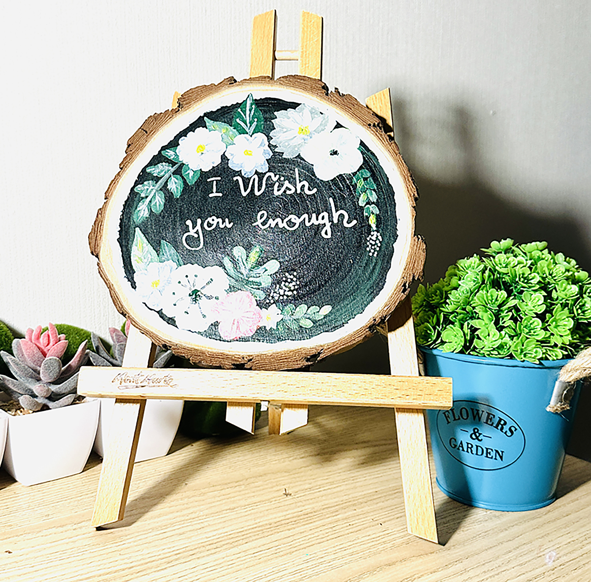Tranh Vẽ Tay Trên Gỗ Thông I Wish You Are Enough – Decor Bàn Làm Việc – Quà Tặng Handmade Độc Bản