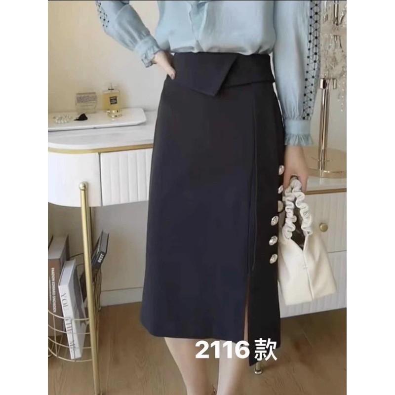 Chân váy công sở cạp cao xẻ đùi QC siêu xinh